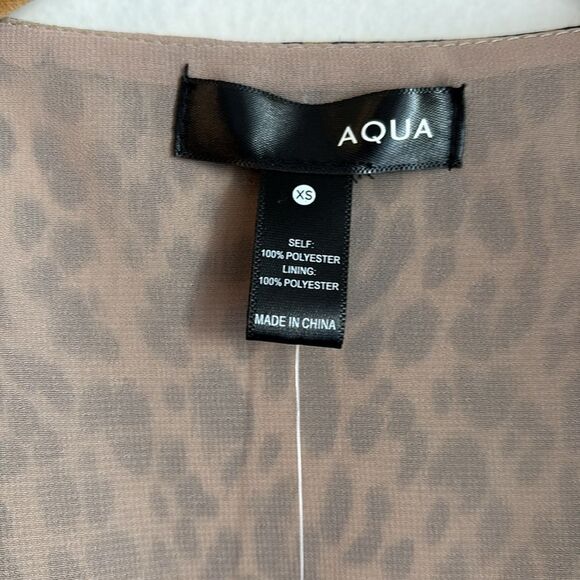 AQUA Women Leopard Print animal print short sleeve sexy Wrap Dress V-Neck XS NWT - Picture 6 of 11